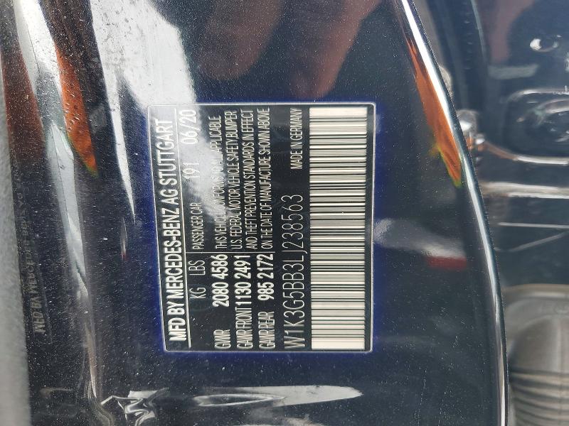 2020 Mercedes-benz A მანქანა იყიდება აუქციონზე, vin: W1K3G5BB3LJ238563, აუქციონის ნომერი: 45833926