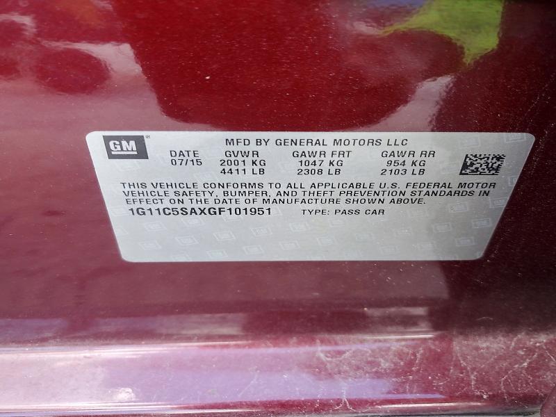 Aukcja sprzedaży 2016 Chevrolet Malibu Limited, vin: 1G11C5SAXGF101951, numer aukcji: 79946975