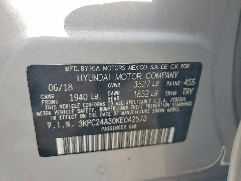 Продажа на аукционе авто 2019 Hyundai Accent, vin: 3KPC24A30KE042573, номер лота: 42036896