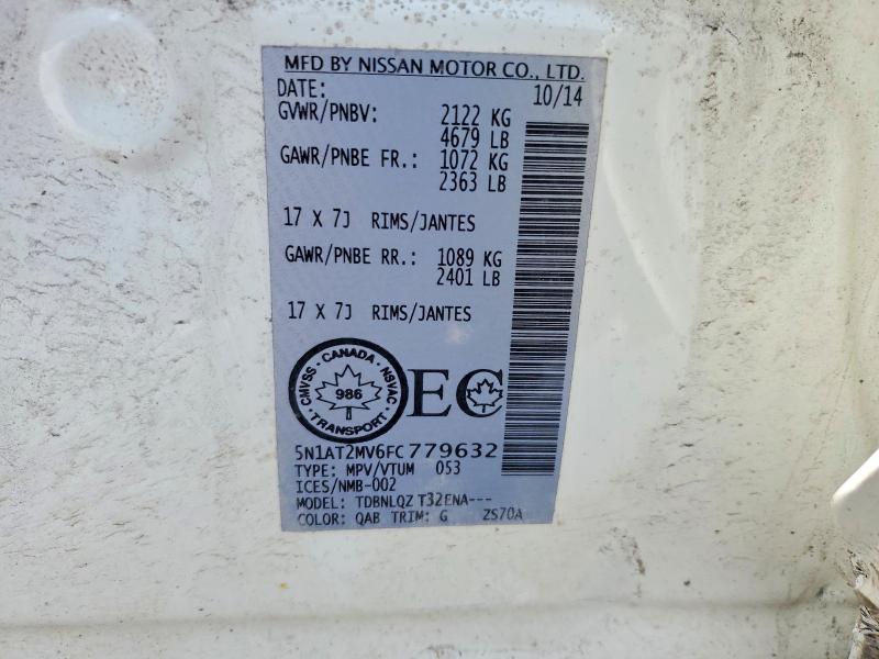 41583736 :رقم المزاد ، 5N1AT2MV6FC779632 vin ، 2015 Nissan Rogue مزاد بيع