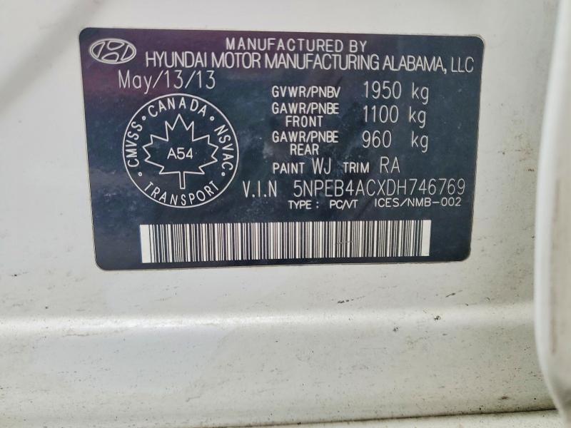 Aukcja sprzedaży 2013 Hyundai Sonata, vin: 5NPEB4ACXDH746769, numer aukcji: 79572995