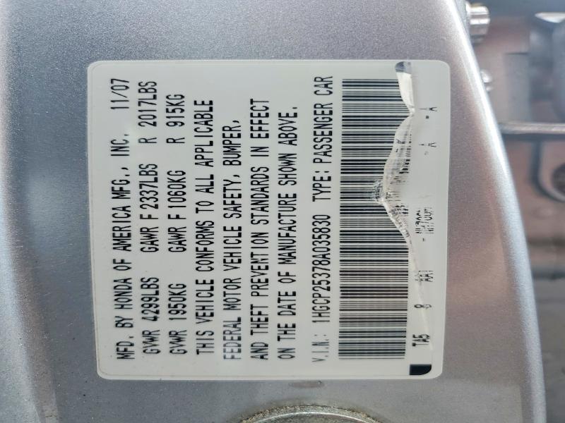 Aukcja sprzedaży 2008 Honda Accord, vin: 1HGCP25378A035830, numer aukcji: 46106736