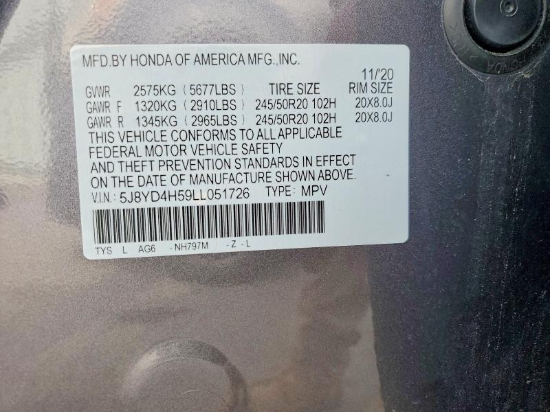 Продаж на аукціоні авто 2020 Acura Mdx, vin: 5J8YD4H59LL051726, номер лоту: 45728716