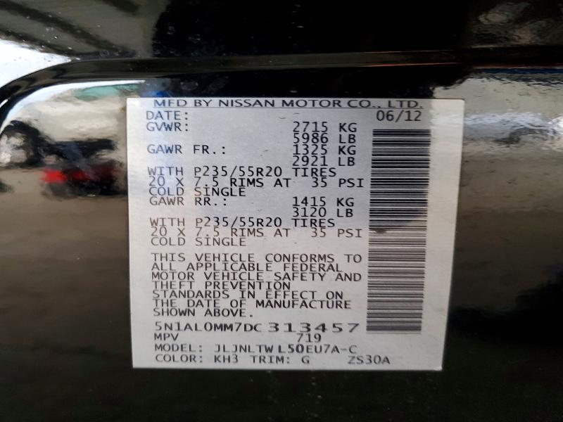 47806226 :رقم المزاد ، 5N1AL0MM7DC313457 vin ، 2013 Infiniti Jx35 مزاد بيع