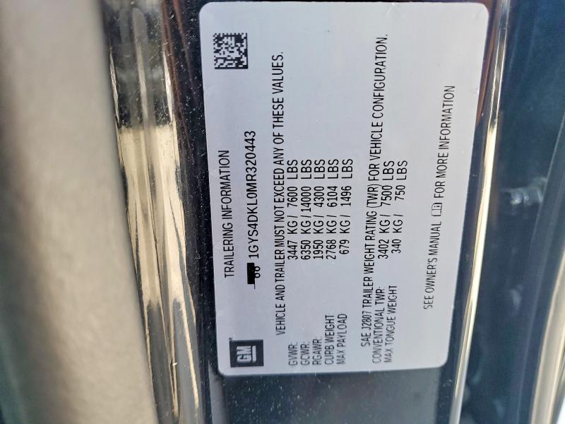 2021 Cadillac Escalade მანქანა იყიდება აუქციონზე, vin: 1GYS4DKL0MR320443, აუქციონის ნომერი: 47996126