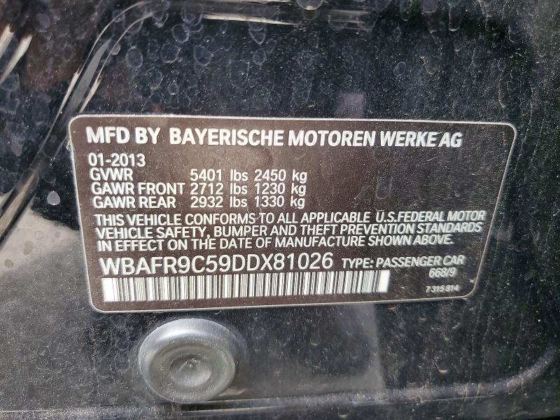 45782116 :رقم المزاد ، WBAFR9C59DDX81026 vin ، 2013 Bmw 550 مزاد بيع