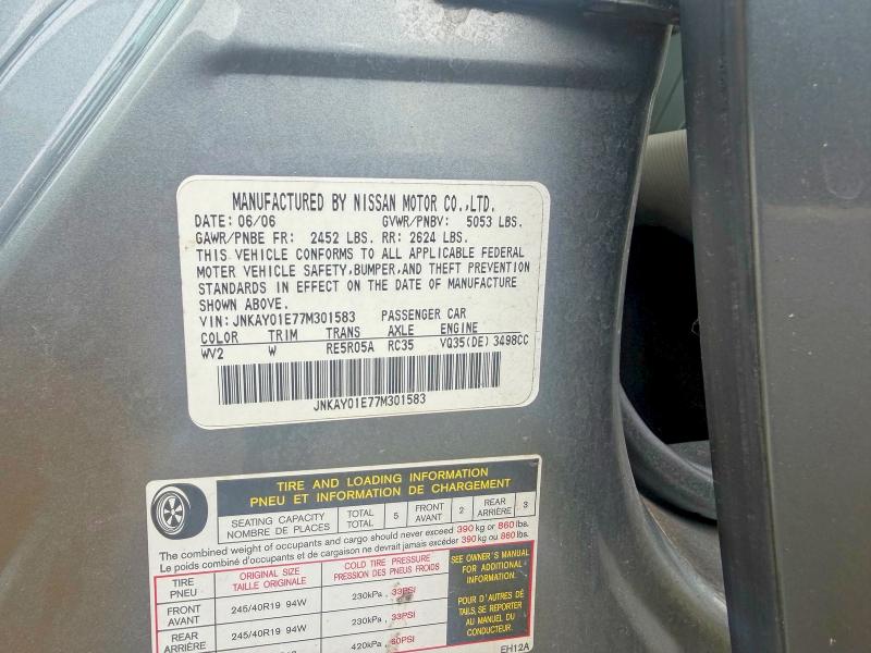 Auction sale of the 2007 Infiniti M35, vin: JNKAY01E77M301583, lot number: 47126336