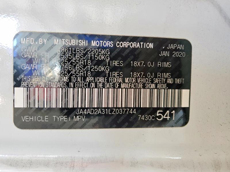 Продаж на аукціоні авто 2020 Mitsubishi Outlander, vin: JA4AD2A31LZ037744, номер лоту: 45960756