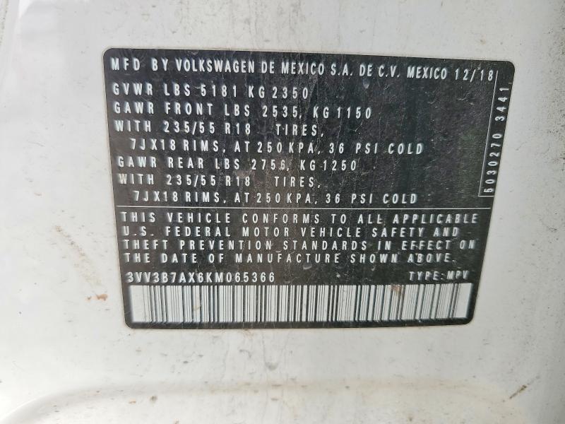 Aukcja sprzedaży 2019 Volkswagen Tiguan, vin: 3VV3B7AX6KM065366, numer aukcji: 46821476