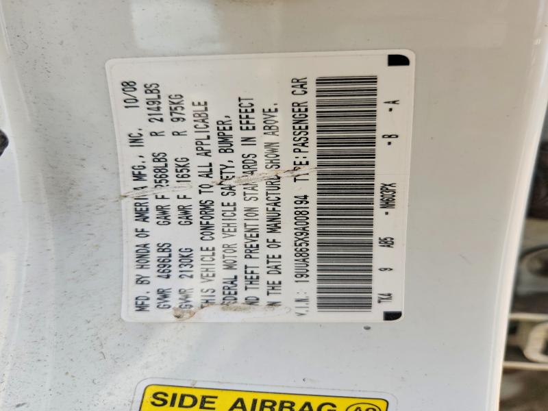 Aukcja sprzedaży 2009 Acura Tl, vin: 19UUA865X9A008194, numer aukcji: 47795376