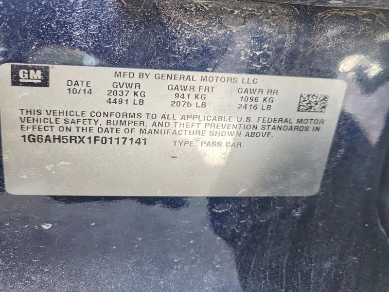 2015 Cadillac Ats მანქანა იყიდება აუქციონზე, vin: 1G6AH5RX1F0117141, აუქციონის ნომერი: 46426186