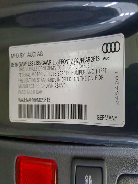 Продажа на аукционе авто 2017 Audi A4, vin: WAUENAF46HN023513, номер лота: 45458726