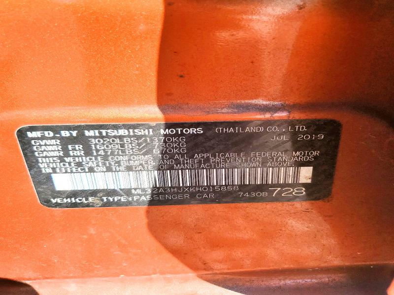 Продаж на аукціоні авто 2019 Mitsubishi Mirage, vin: ML32A3HJXKH015858, номер лоту: 79633635