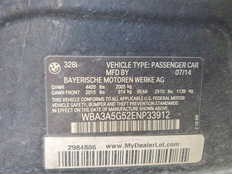 Продаж на аукціоні авто 2014 Bmw 328, vin: WBA3A5G52ENP33912, номер лоту: 47525176