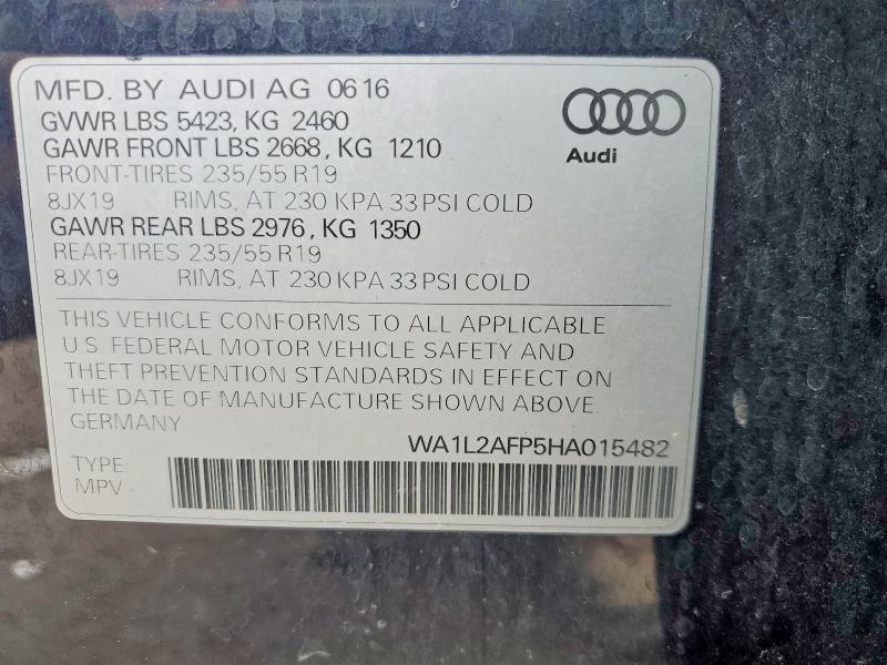 79657705 :رقم المزاد ، WA1L2AFP5HA015482 vin ، 2017 Audi Q5 مزاد بيع