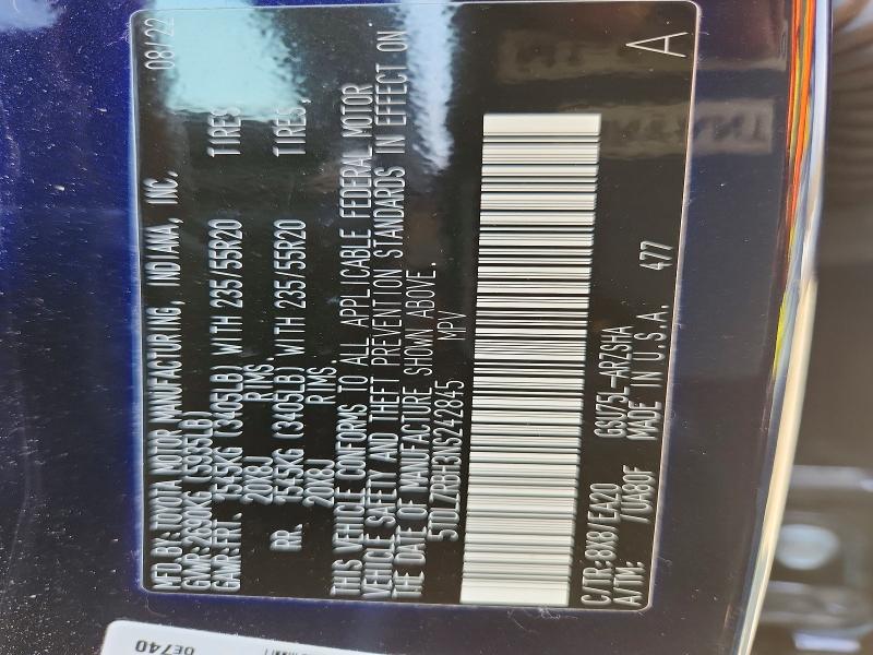 46891846 :رقم المزاد ، 5TDLZRBH3NS242845 vin ، 2022 Toyota Highlander مزاد بيع