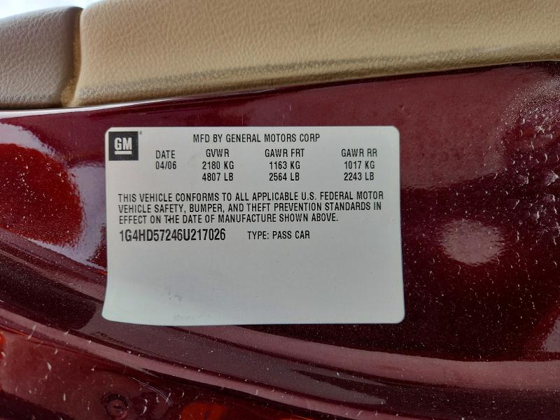 47385766 :رقم المزاد ، 1G4HD57246U217026 vin ، 2006 Buick Lucerne مزاد بيع