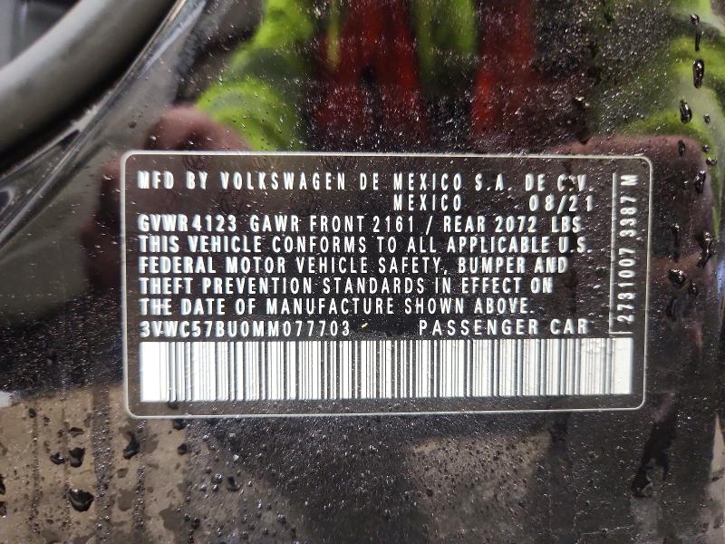 45569546 :رقم المزاد ، 3VWC57BU0MM077703 vin ، 2021 Volkswagen Jetta مزاد بيع