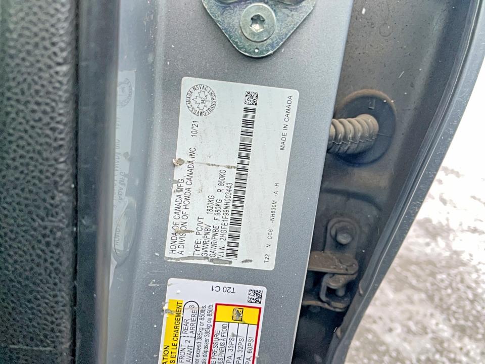 Aukcja sprzedaży 2022 Honda Civic, vin: 2HGFE1F99NH003443, numer aukcji: 46637646
