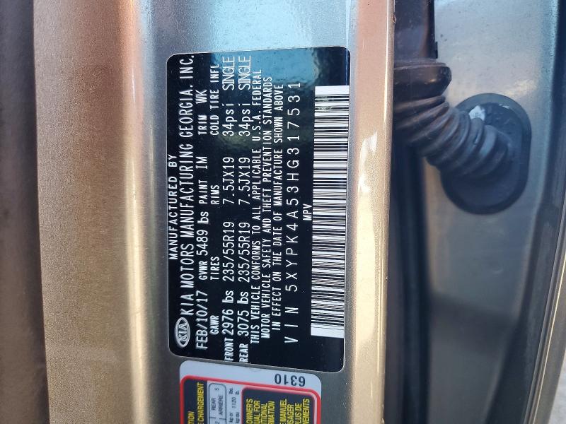 Продажа на аукционе авто 2017 Kia Sorento, vin: 5XYPK4A53HG317531, номер лота: 41638956
