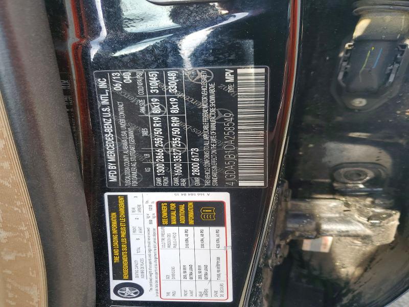 Продаж на аукціоні авто 2013 Mercedes-benz Ml, vin: 4JGDA5JB1DA258549, номер лоту: 45462756