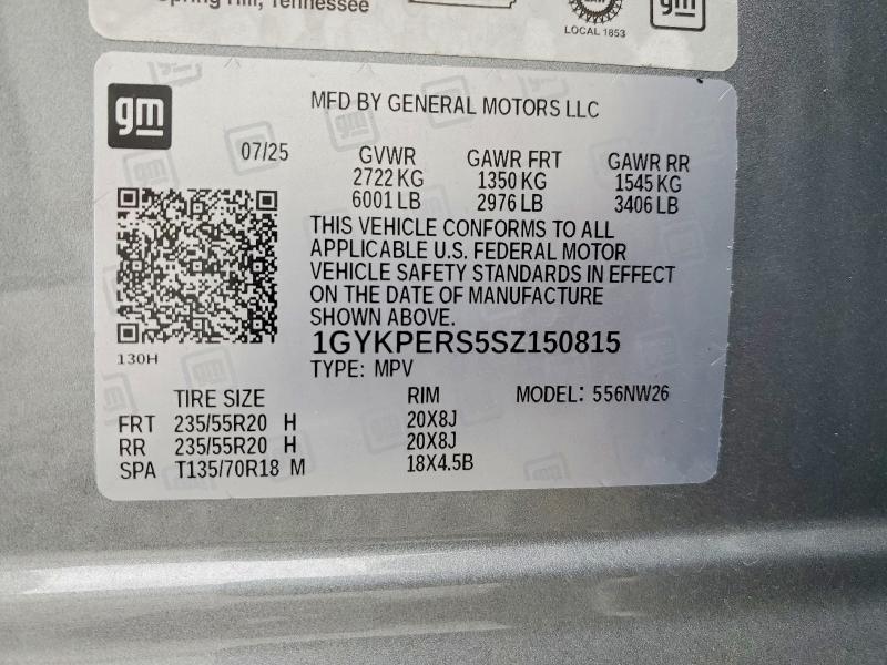 46096626 :رقم المزاد ، 1GYKPERS5SZ150815 vin ، 2025 Cadillac Xt6 مزاد بيع