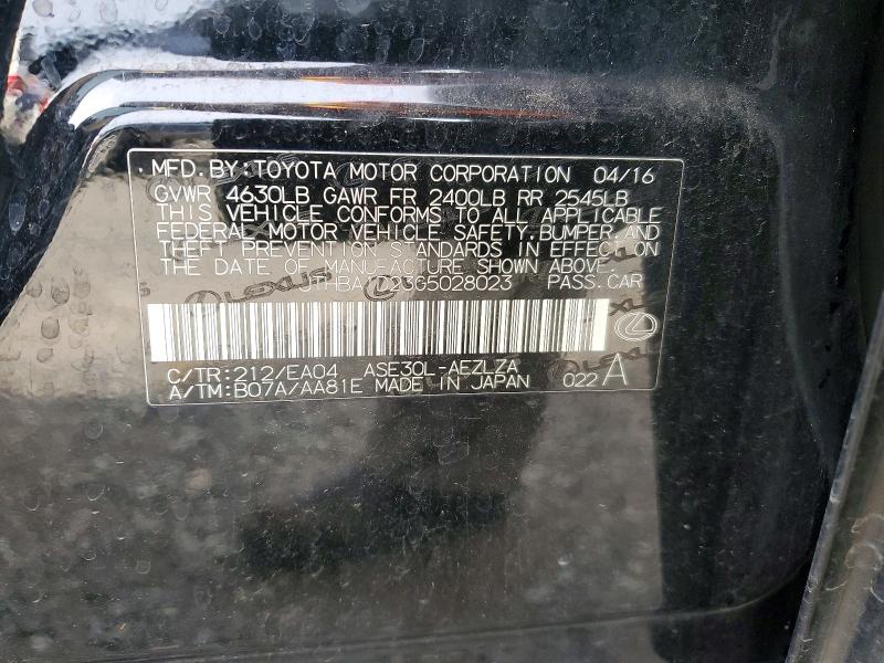 Aukcja sprzedaży 2016 Lexus Is 200t, vin: JTHBA1D23G5028023, numer aukcji: 46896676