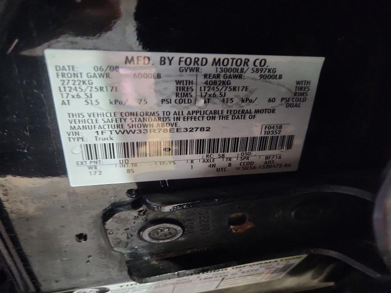 41618126 :رقم المزاد ، 1FTWW33R78EE32782 vin ، 2008 Ford F350 مزاد بيع