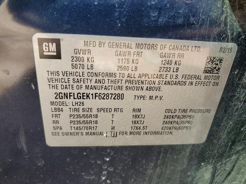 Aukcja sprzedaży 2015 Chevrolet Equinox, vin: 2GNFLGEK1F6287280, numer aukcji: 47886836