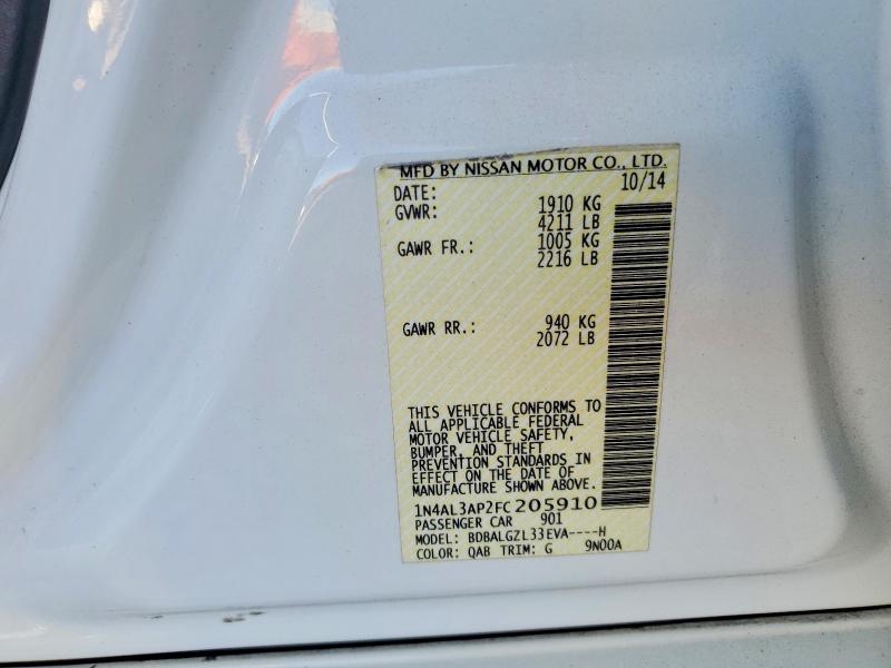 2015 Nissan Altima მანქანა იყიდება აუქციონზე, vin: 1N4AL3AP2FC205910, აუქციონის ნომერი: 46554926