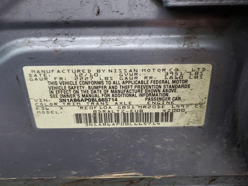 Aukcja sprzedaży 2011 Nissan Sentra, vin: 3N1AB6AP0BL665714, numer aukcji: 46293206