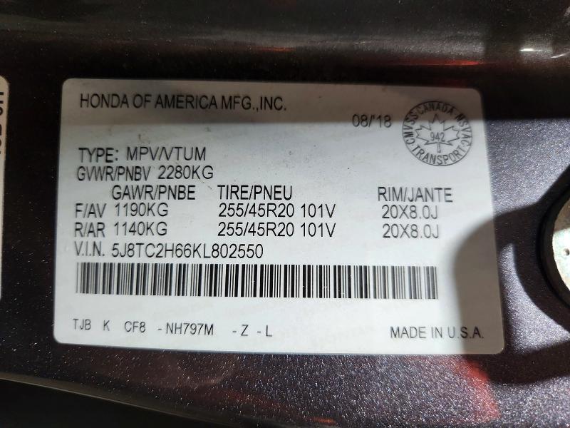 Продажа на аукционе авто 2019 Acura Rdx, vin: 5J8TC2H66KL802550, номер лота: 79908765