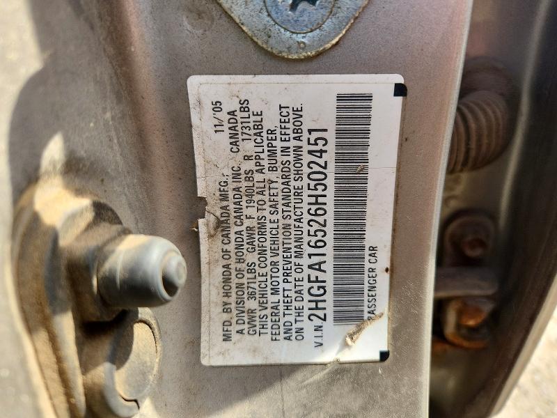 Aukcja sprzedaży 2006 Honda Civic, vin: 2HGFA16526H502451, numer aukcji: 48208646