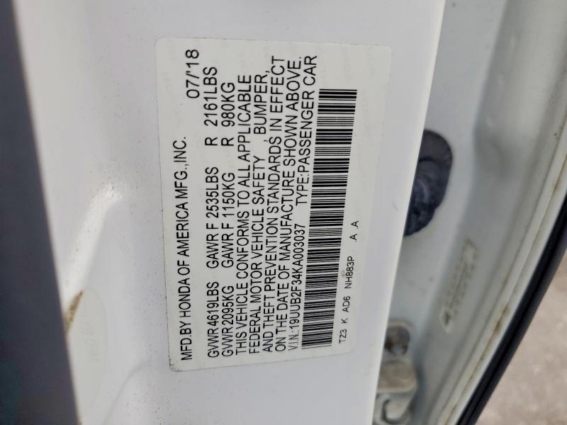 47187076 :رقم المزاد ، 19UUB2F34KA003037 vin ، 2019 Acura Tlx مزاد بيع