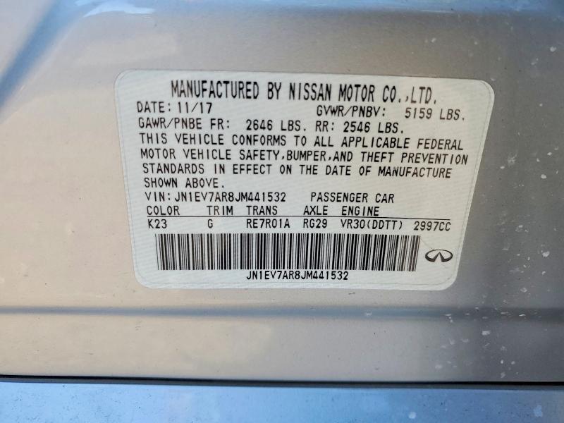 Продаж на аукціоні авто 2018 Infiniti Q50, vin: JN1EV7AR8JM441532, номер лоту: 46592436