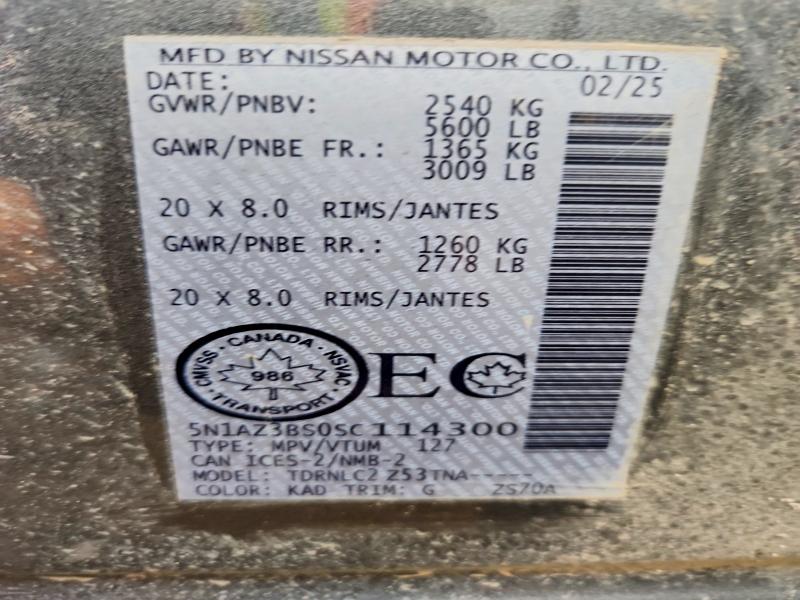 Aukcja sprzedaży 2025 Nissan Murano, vin: 5N1AZ3BS0SC114300, numer aukcji: 46068066