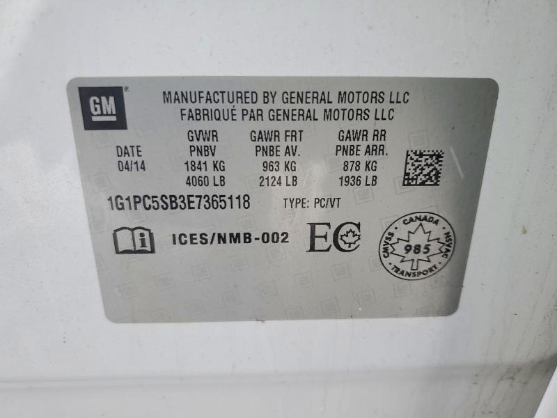 Auction sale of the 2014 Chevrolet Cruze, vin: 1G1PC5SB3E7365118, lot number: 46371166