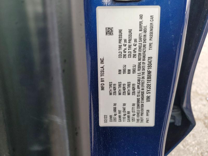 Aukcja sprzedaży 2022 Tesla Model 3, vin: 5YJ3E1EB8NF180478, numer aukcji: 46347976