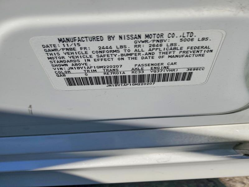 Aukcja sprzedaży 2016 Infiniti Q70, vin: JN1BY1AP1GM220207, numer aukcji: 79964415