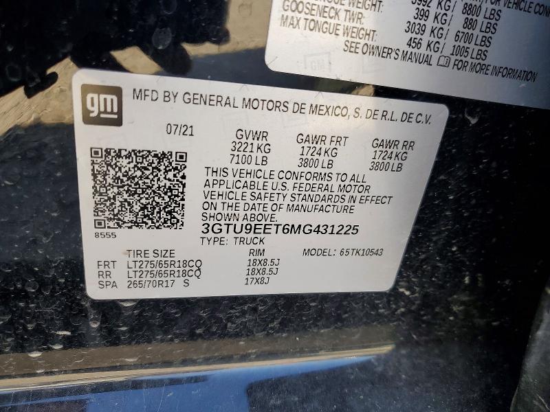Продажа на аукционе авто 2021 Gmc Sierra, vin: 3GTU9EET6MG431225, номер лота: 47512266