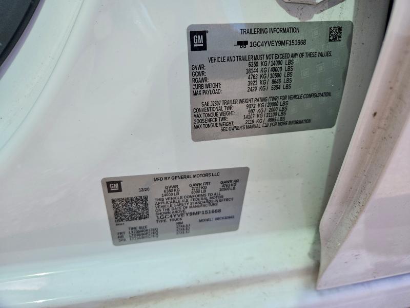 Продажа на аукционе авто 2021 Chevrolet Silverado, vin: 1GC4YVEY9MF151668, номер лота: 46758796