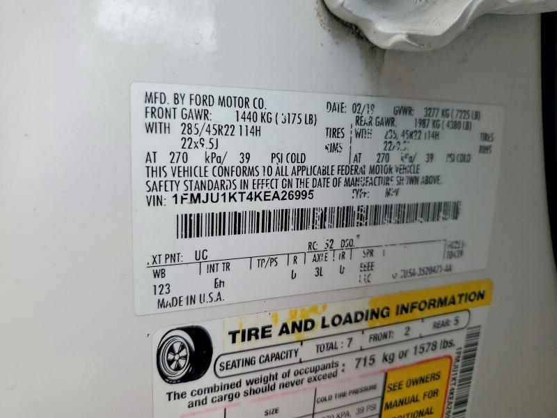 2019 Ford Expedition მანქანა იყიდება აუქციონზე, vin: 1FMJU1KT4KEA26995, აუქციონის ნომერი: 47520986