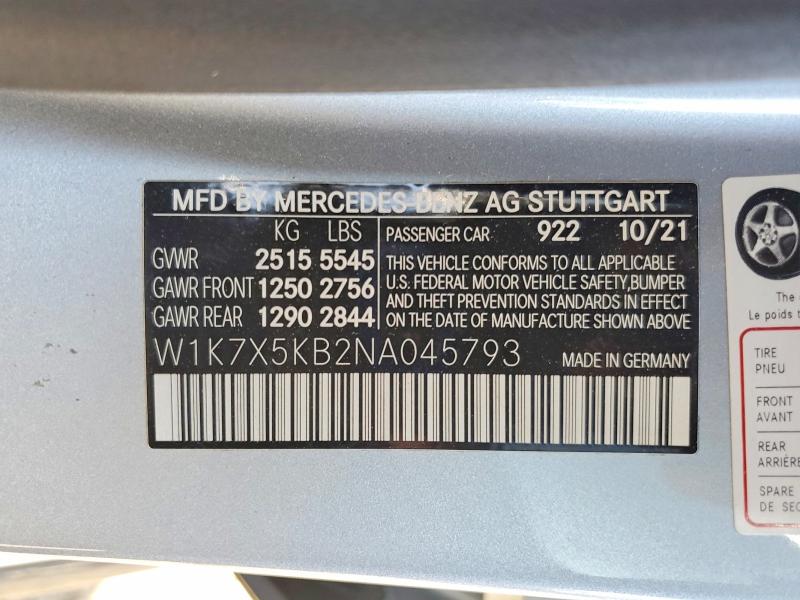 Продаж на аукціоні авто 2022 Mercedes-benz Amg Gt, vin: W1K7X5KB2NA045793, номер лоту: 79212325