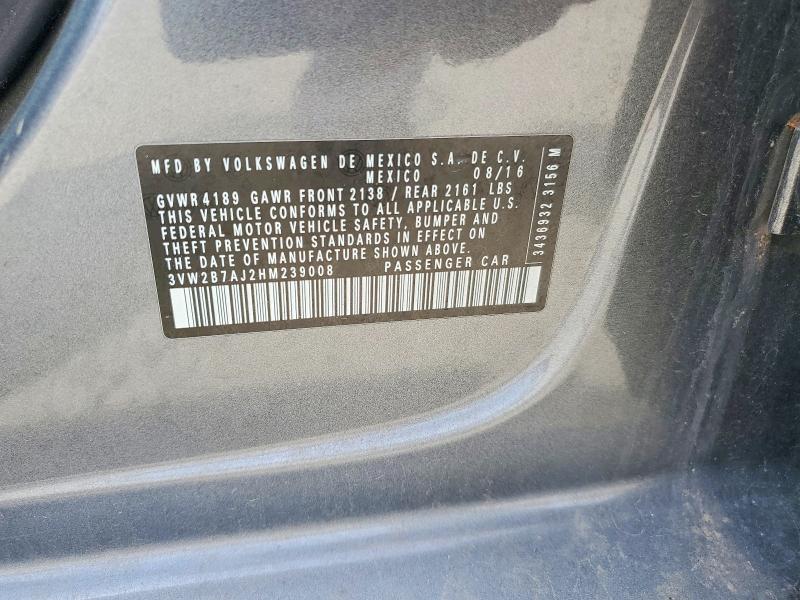 Aukcja sprzedaży 2017 Volkswagen Jetta, vin: 3VW2B7AJ2HM239008, numer aukcji: 48153226