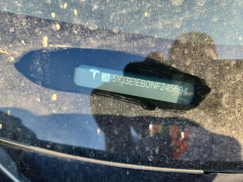 Продажа на аукционе авто 2022 Tesla Model 3, vin: 5YJ3E1EB0NF245694, номер лота: 47994806