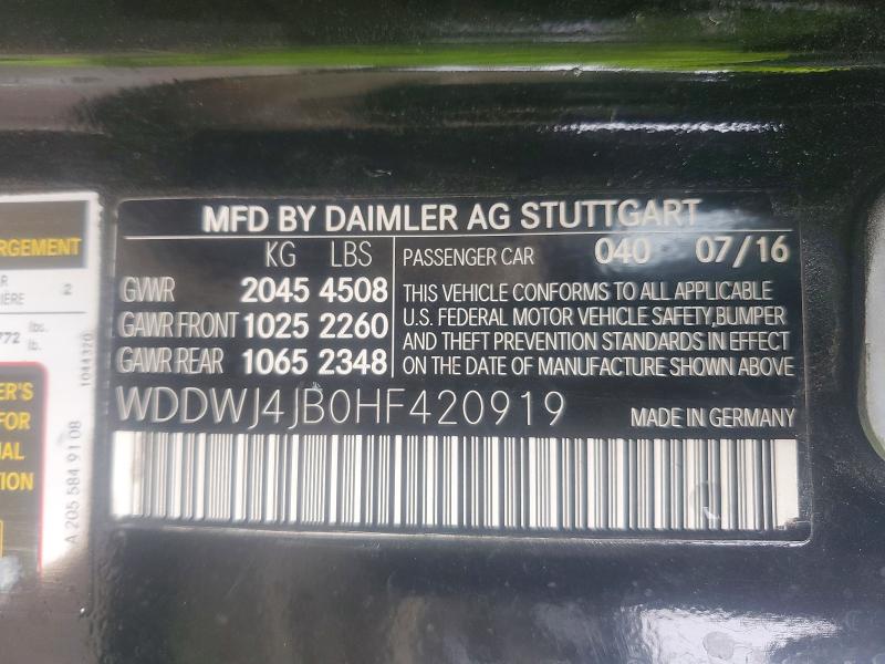 Aukcja sprzedaży 2017 Mercedes-benz C, vin: WDDWJ4JB0HF420919, numer aukcji: 46450636