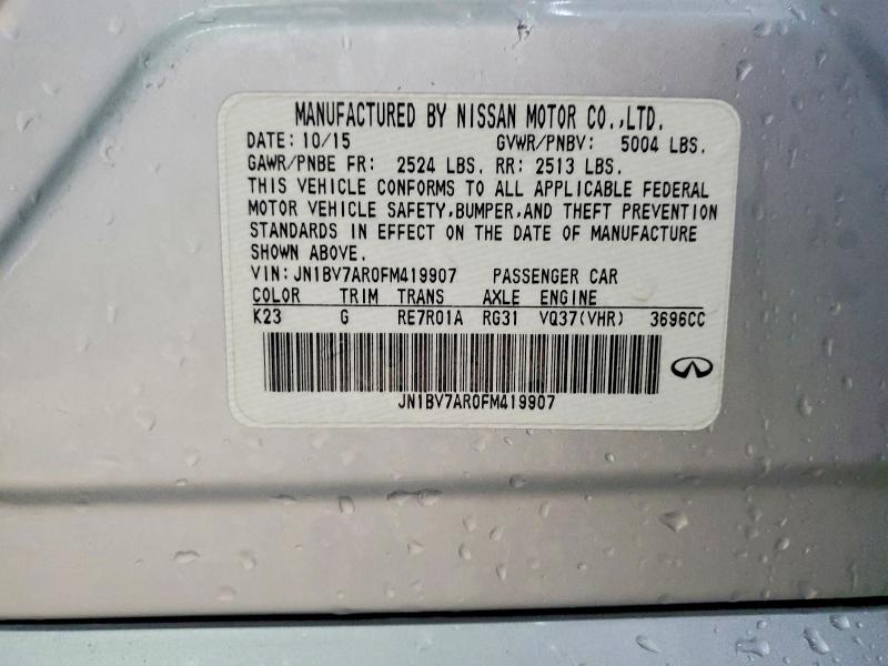 Aukcja sprzedaży 2015 Infiniti Q50, vin: JN1BV7AR0FM419907, numer aukcji: 45792126