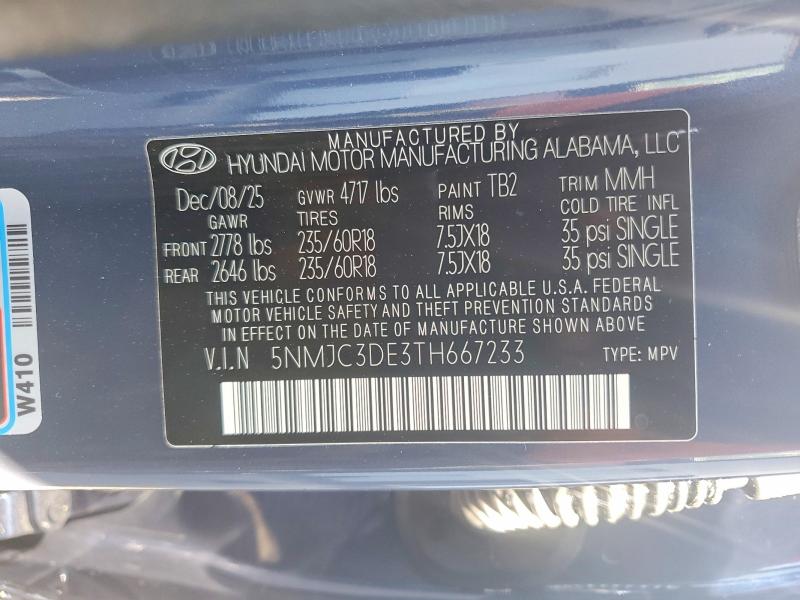 46294756 :رقم المزاد ، 5NMJC3DE3TH667233 vin ، 2026 Hyundai Tucson مزاد بيع