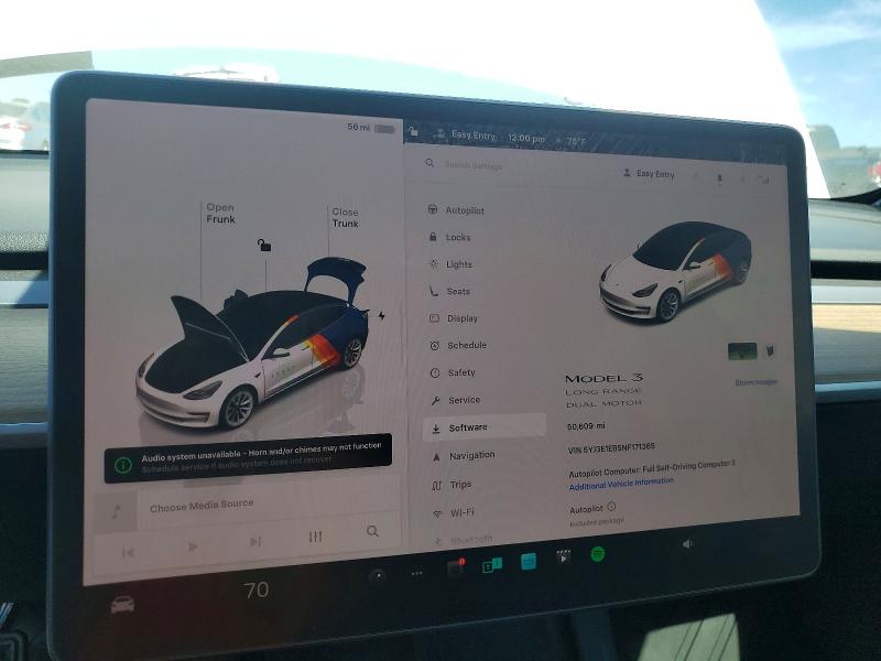 2022 Tesla Model 3 მანქანა იყიდება აუქციონზე, vin: 5YJ3E1EB5NF171365, აუქციონის ნომერი: 47084066