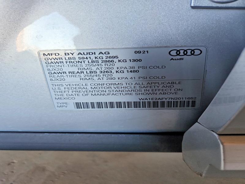Aukcja sprzedaży 2022 Audi Q5 E, vin: WA1E2AFY7N2011652, numer aukcji: 47071576